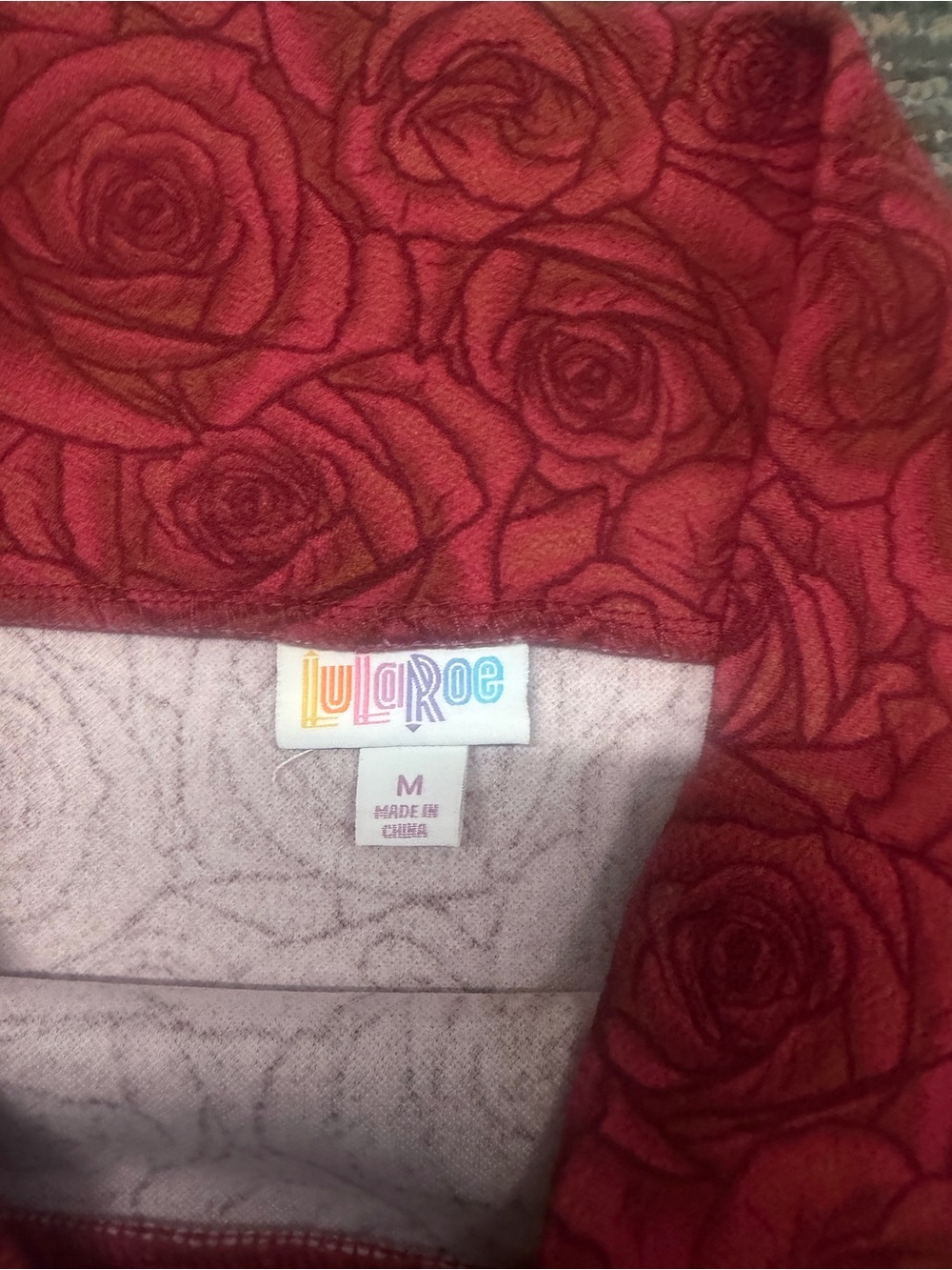 NWT LuLaRoe Cassie Burgundy Rose Print Pencil Skirt Sz M - Picture 4 of 4